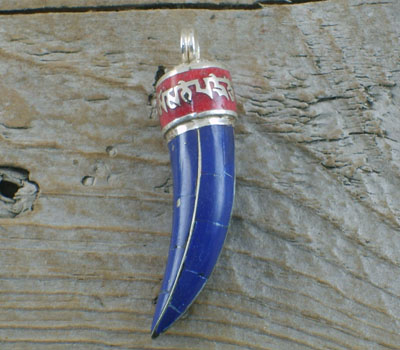 Lapis & Coral Inlay Pendant